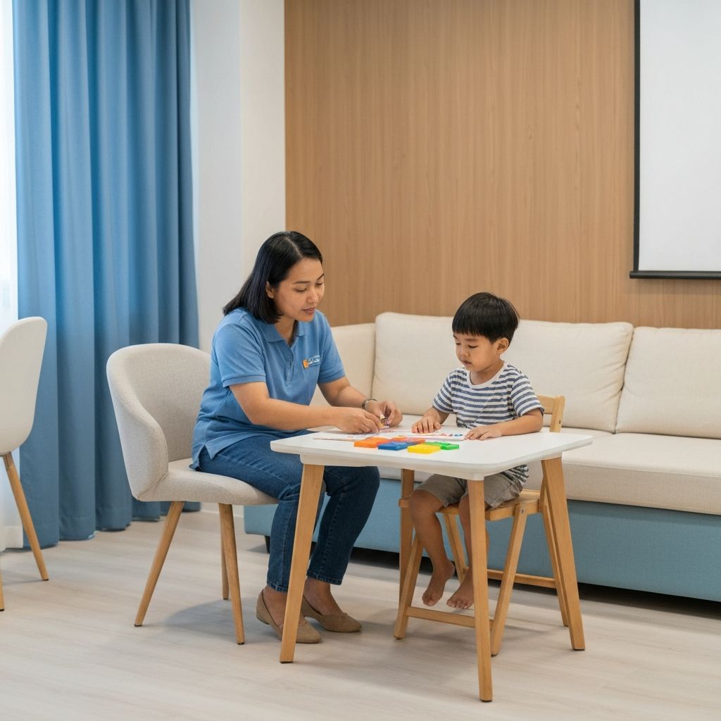 Therapy session with child and therapist